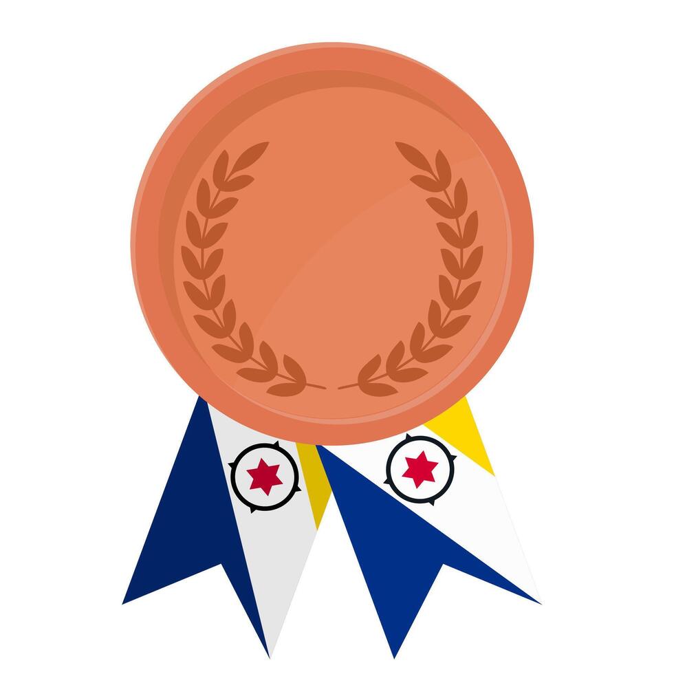 Bronze award medal with Bonaire flag ribbons for winners vector