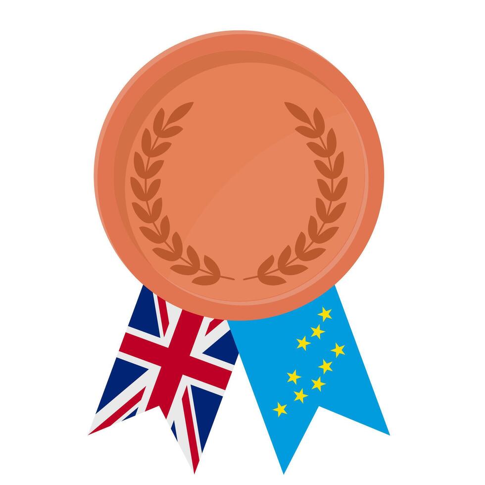 Bronze award medal with Tuvalu flag ribbons for winners vector