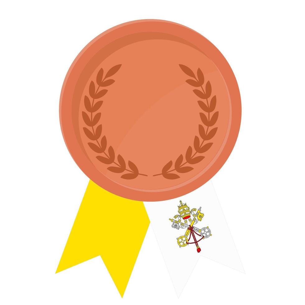 Bronze award medal with Vatican flag ribbons for winners vector