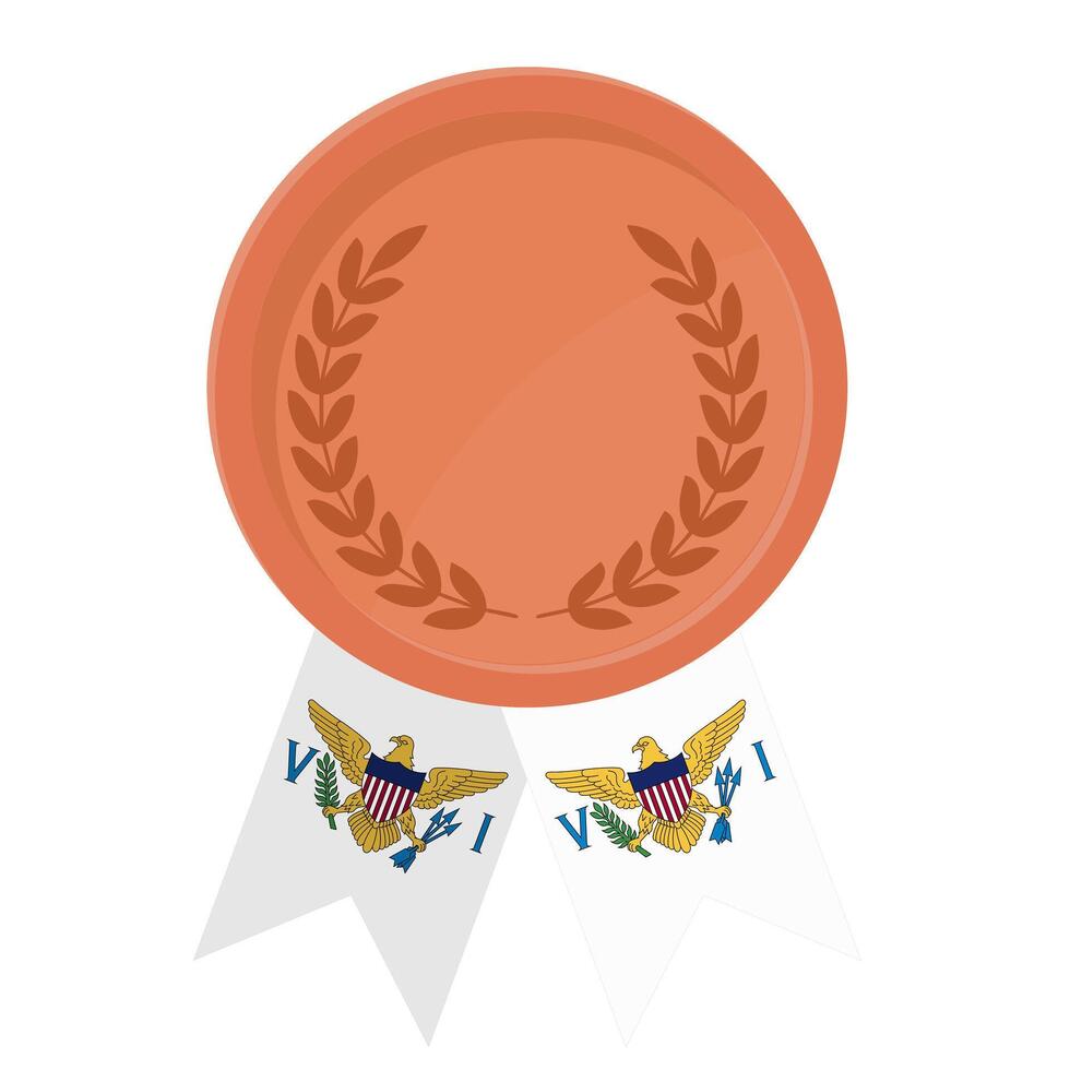 Bronze award medal with United States Virgin Islands flag ribbons for winners vector