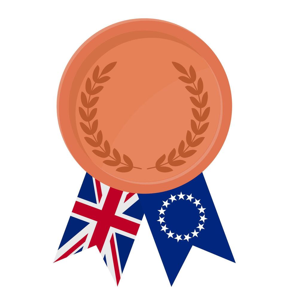 Bronze award medal with Cook Islands flag ribbons for winners vector