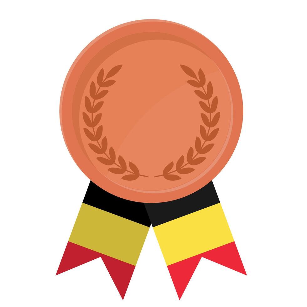Bronze award medal with Belgium flag ribbons for winners vector