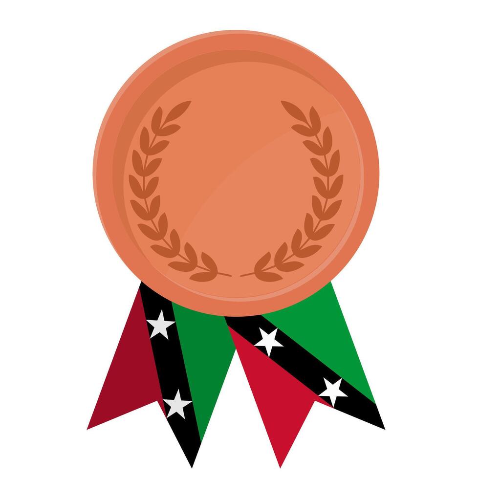 Bronze award medal with Saint Kitts and Nevis flag ribbons for winners vector