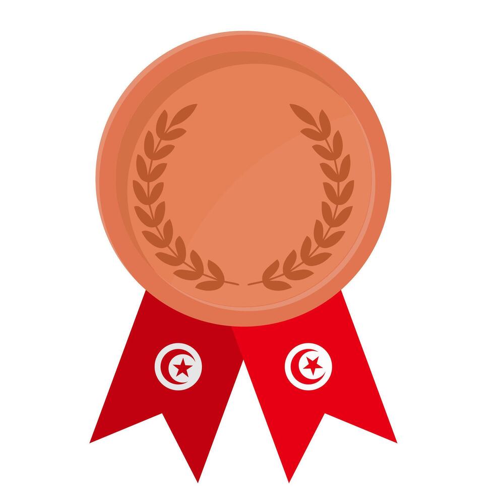 Bronze award medal with Tunisia flag ribbons for winners vector