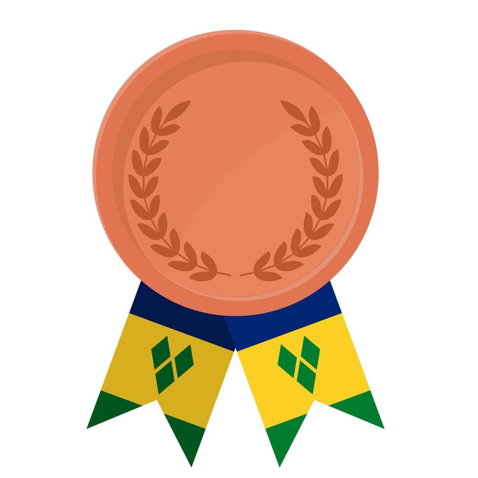 Bronze award medal with Saint Vincent and the Grenadines flag ribbons for winners vector