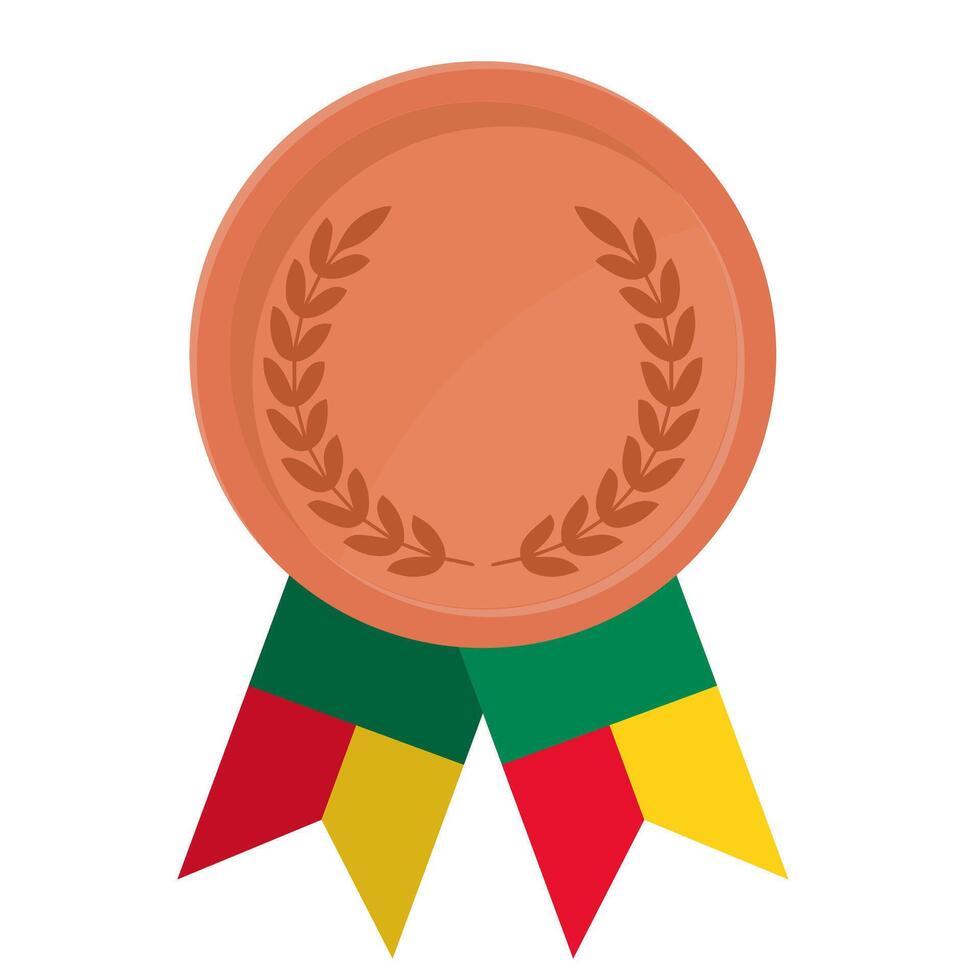 Bronze award medal with Benin flag ribbons for winners vector