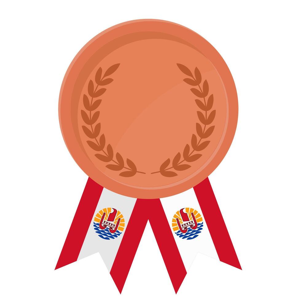 Bronze award medal with French Polynesia flag ribbons for winners vector