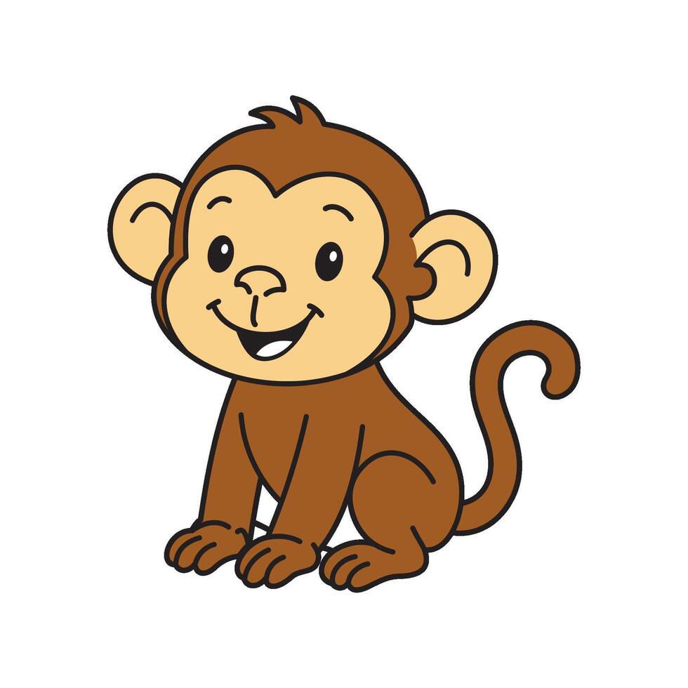 Cute cartoon Monkey coloring book illustration templates simple and modern vector