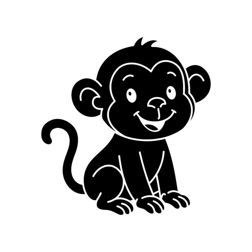 Cute cartoon Monkey coloring book illustration simple and modern vector