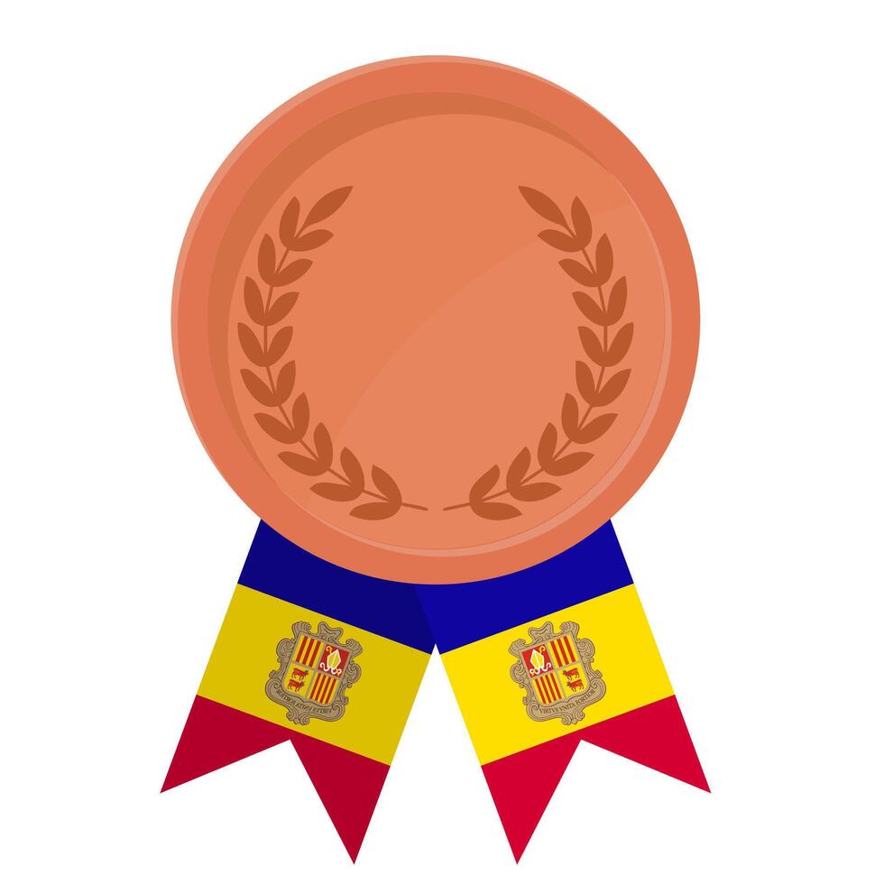 Bronze award medal with Andorra flag ribbons for winners vector