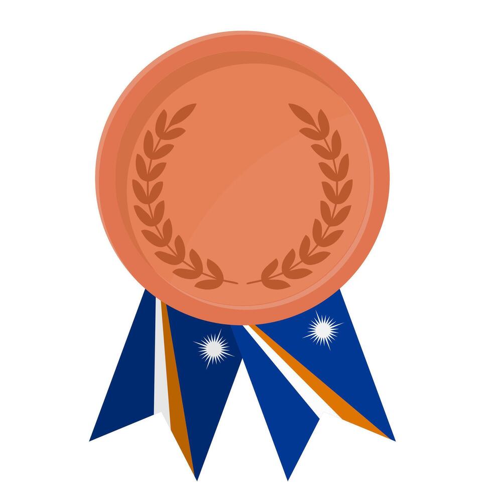 Bronze award medal with Marshall Islands flag ribbons for winners vector