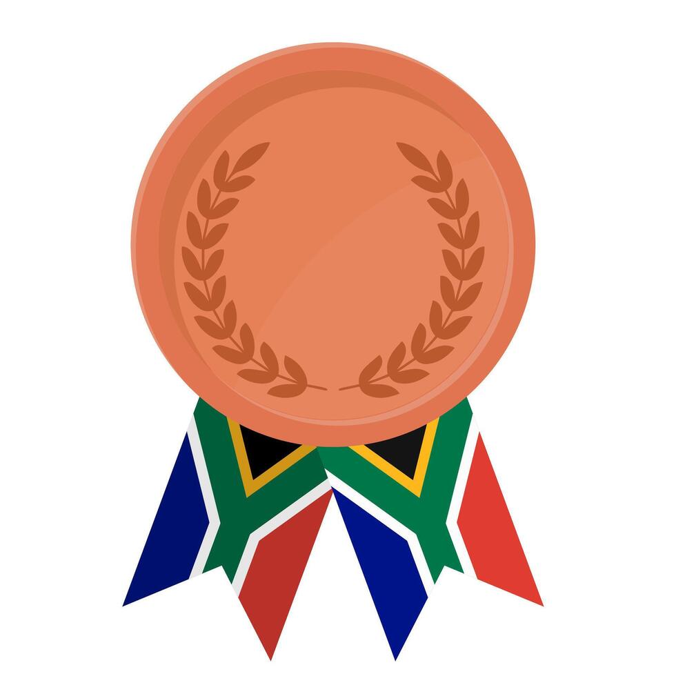 Bronze award medal with South Africa flag ribbons for winners vector