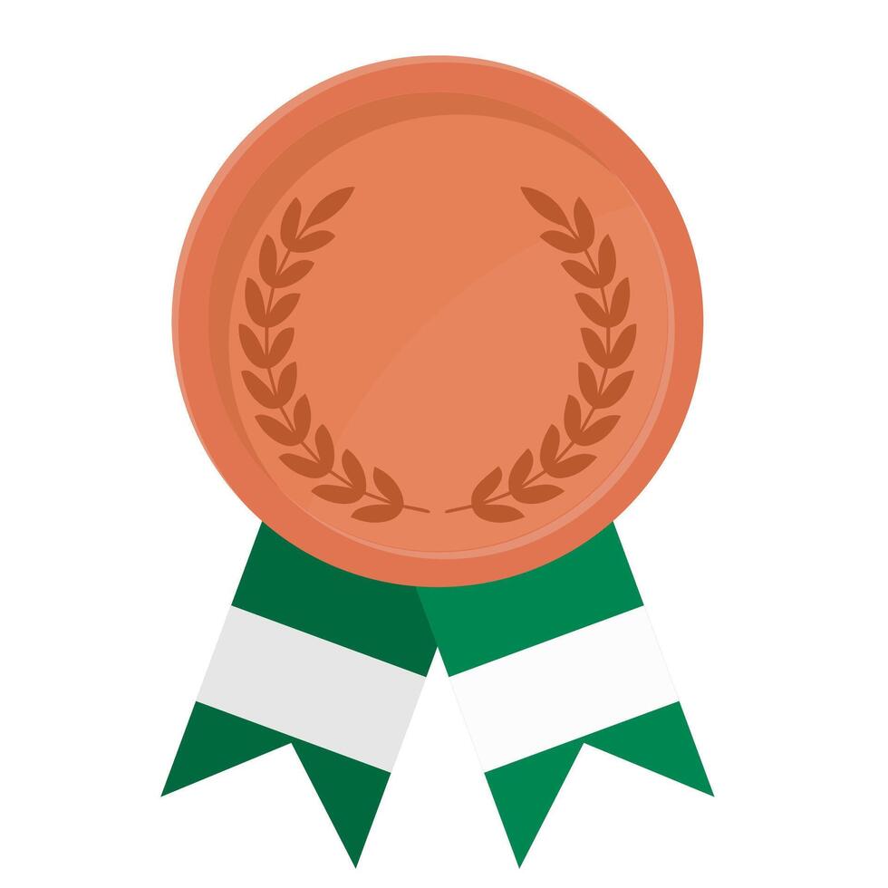 Bronze award medal with Nigeria flag ribbons for winners vector