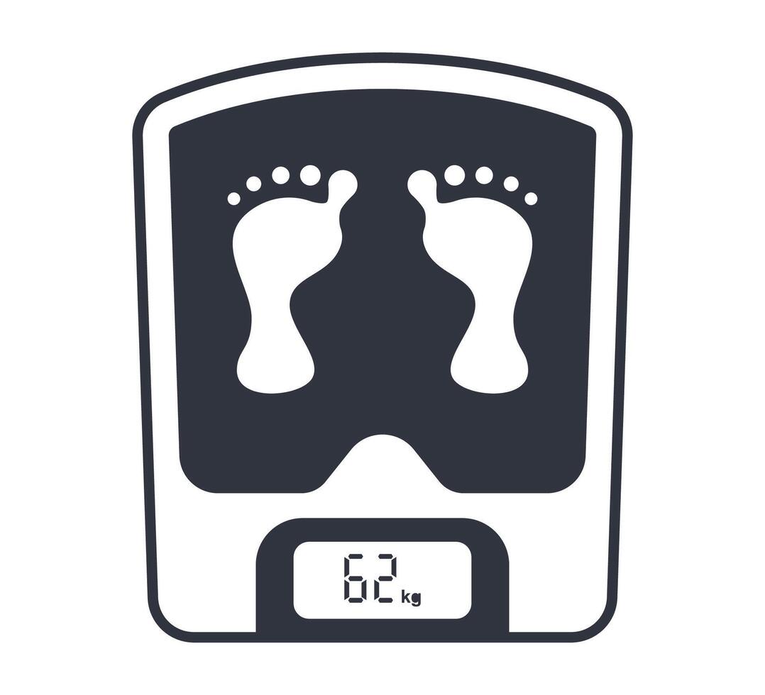 Black floor scales icon. step on scale. vector