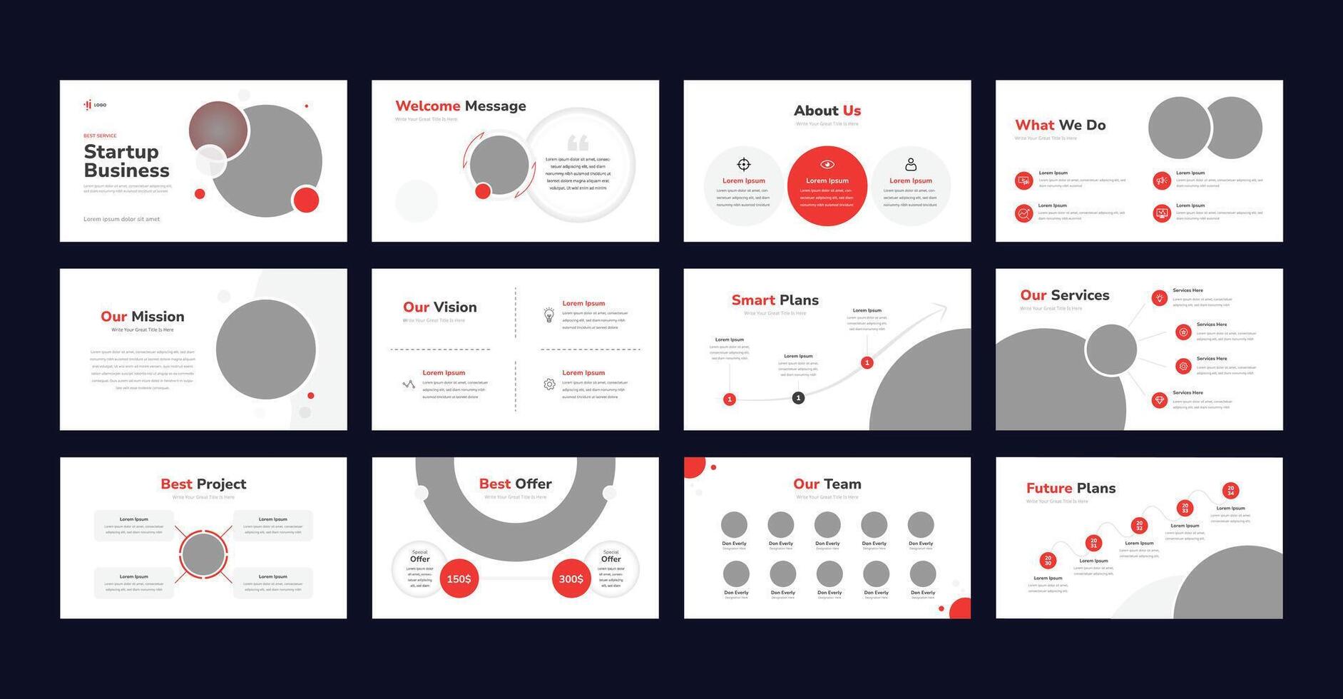 Business Startup Presentation Slides Layout, Creative Business Presentation Slides Template Design. vector