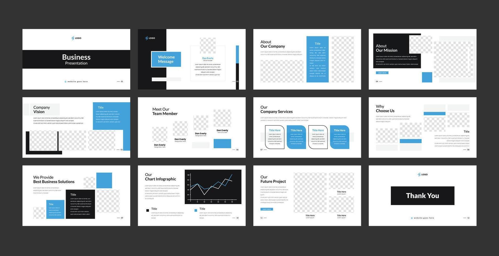 Business presentation slides design template. Creative business presentation slides template. vector