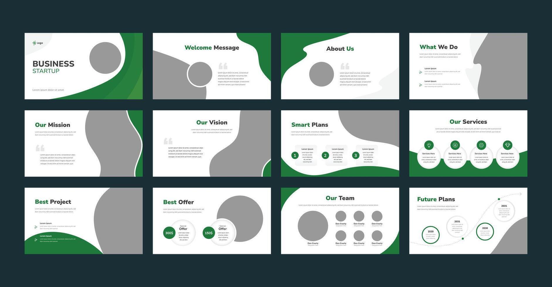 Business Presentation Slides Template Design, Business Startup Presentation Template, Business Startup Presentation Slides Layout. vector
