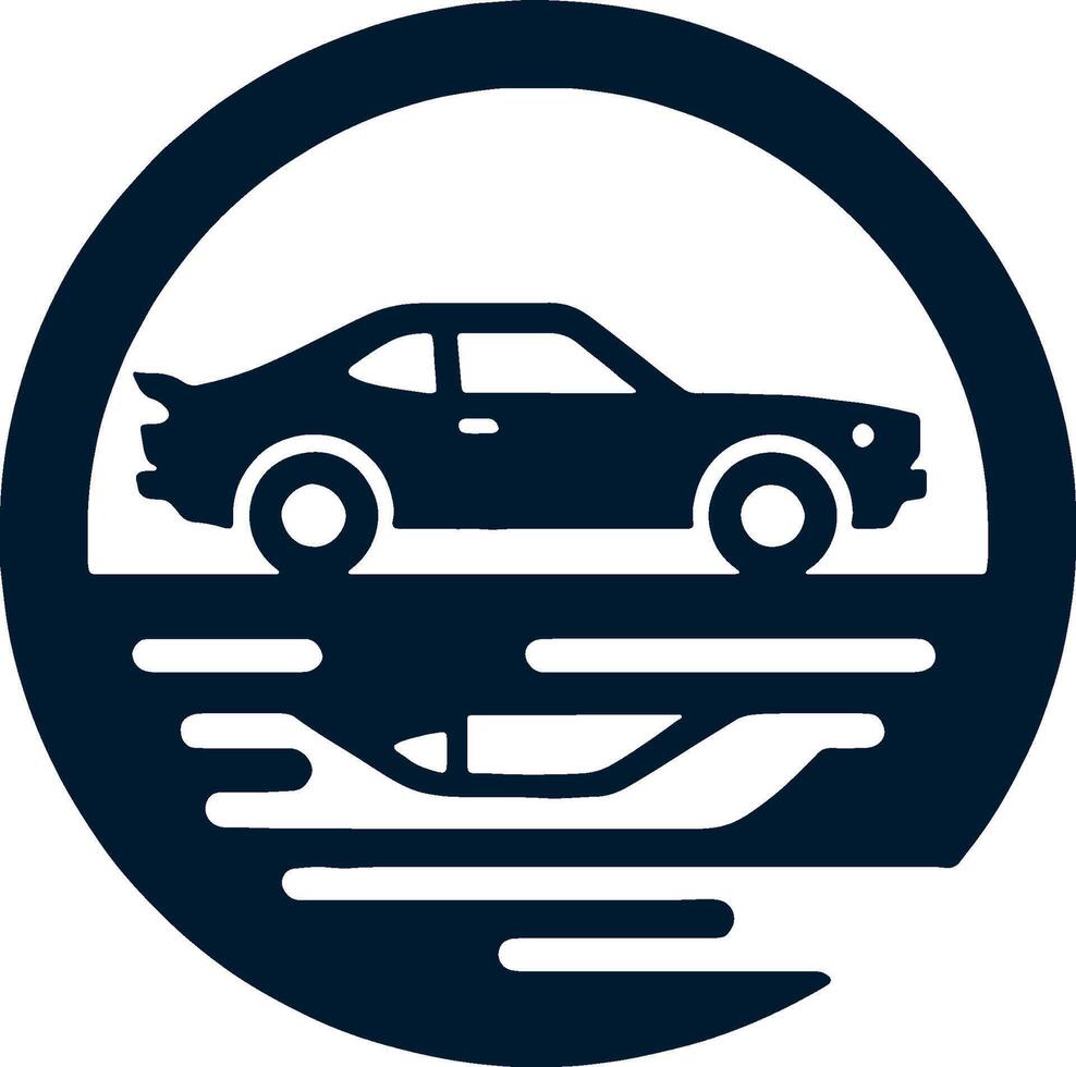 A car is sitting in the water in a circle vector