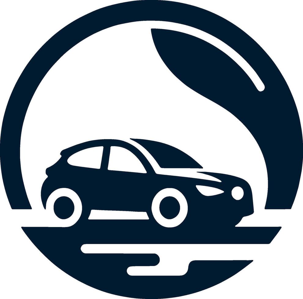 Car icon on white background with a leaf vector