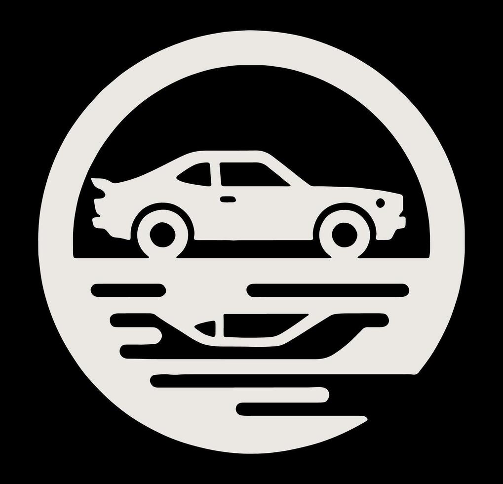 Car is sitting in the water in a circle vector