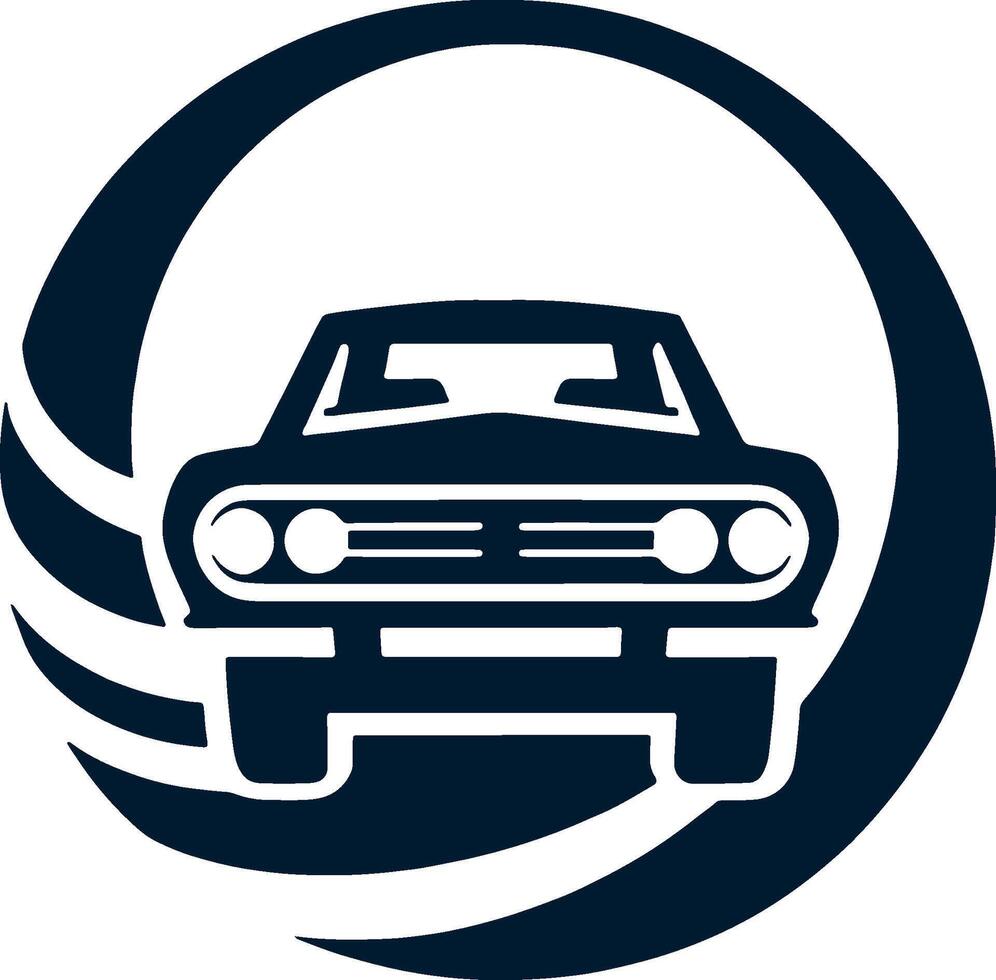 A car icon in a circle with a wave around it vector