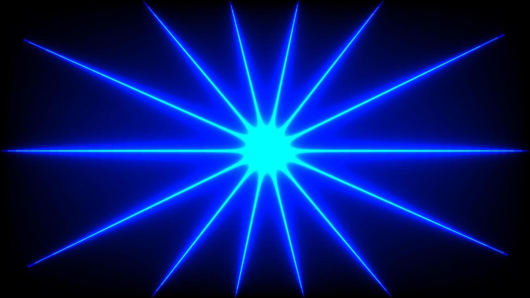 Radiant blue laser beams burst symmetrically from a glowing center against a dark background vector