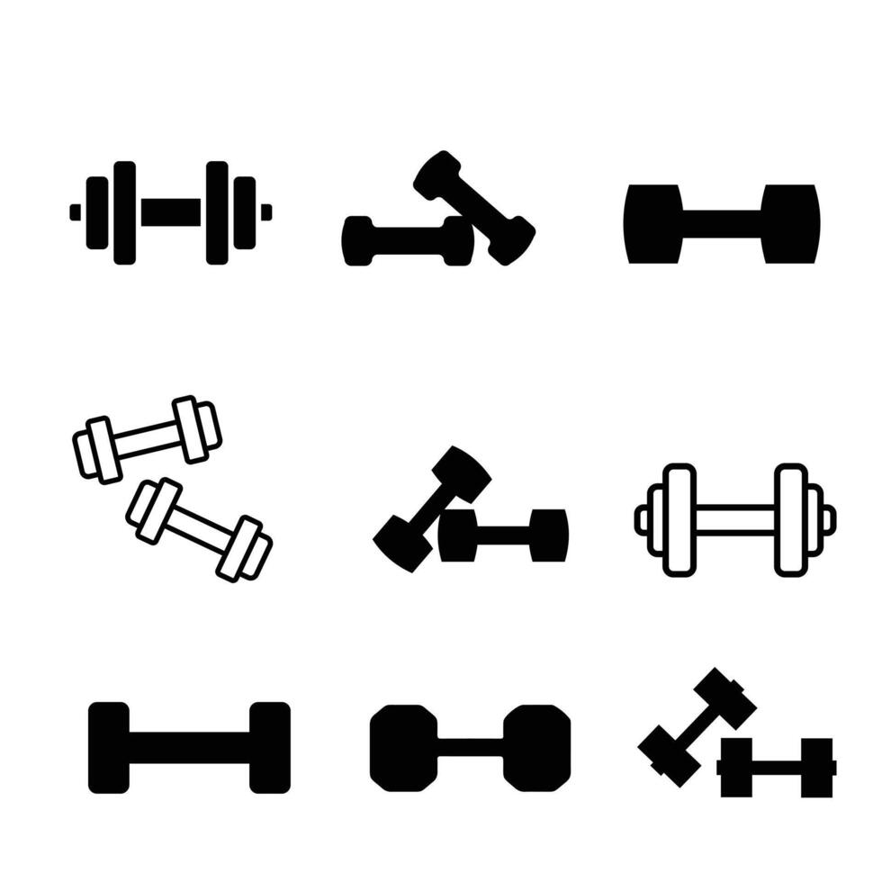 Collection of Dumbbell Icons for Fitness and Workout vector