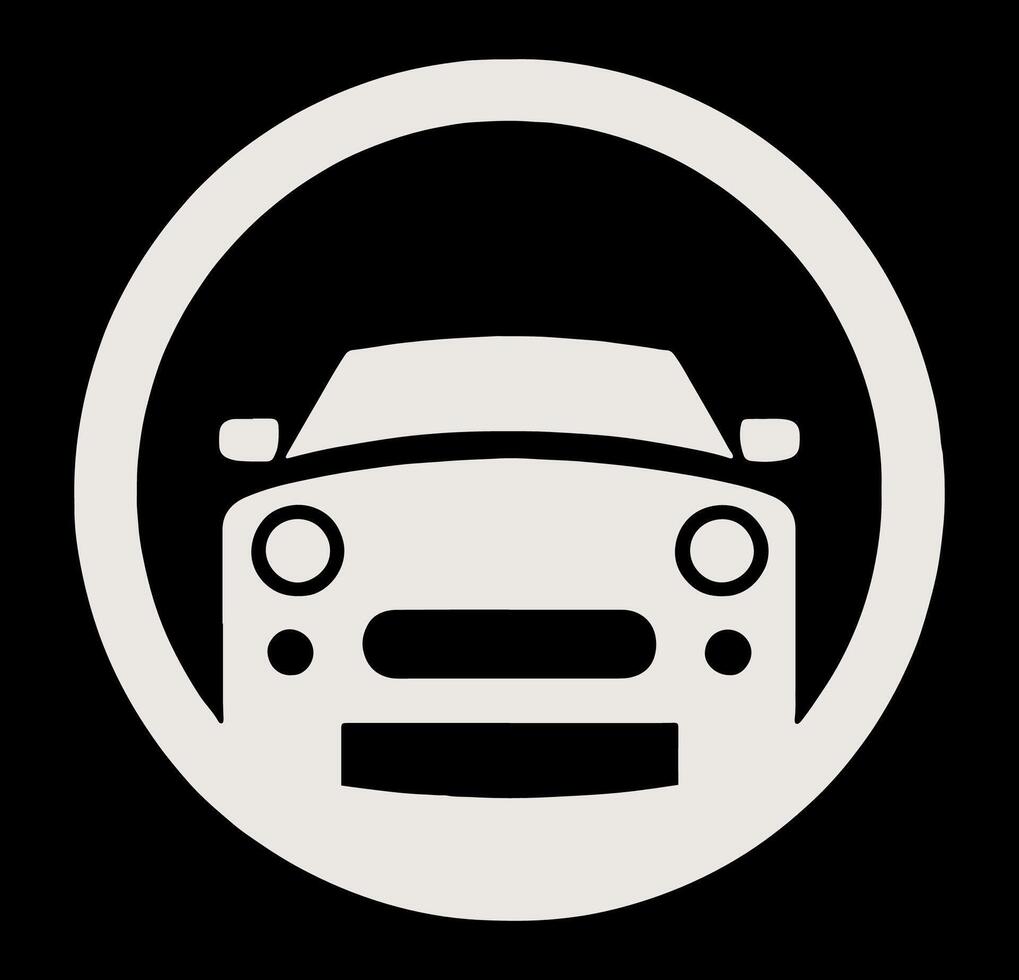 A car icon in a circle on a black background vector