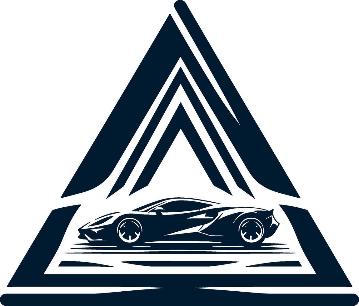 Black and white car in a triangle shape vector