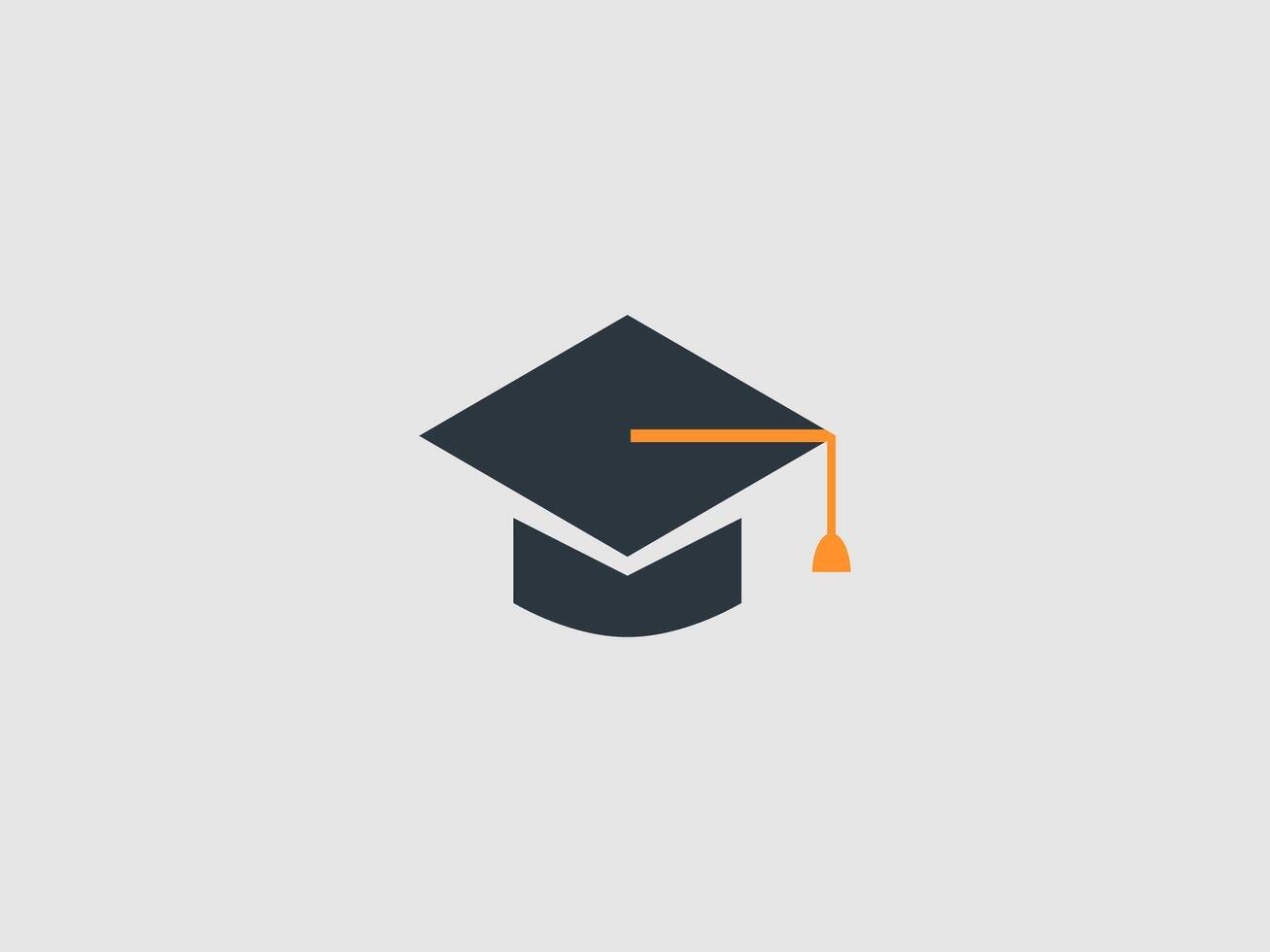 illustration features a dark blue graduation cap with an orange tassel vector