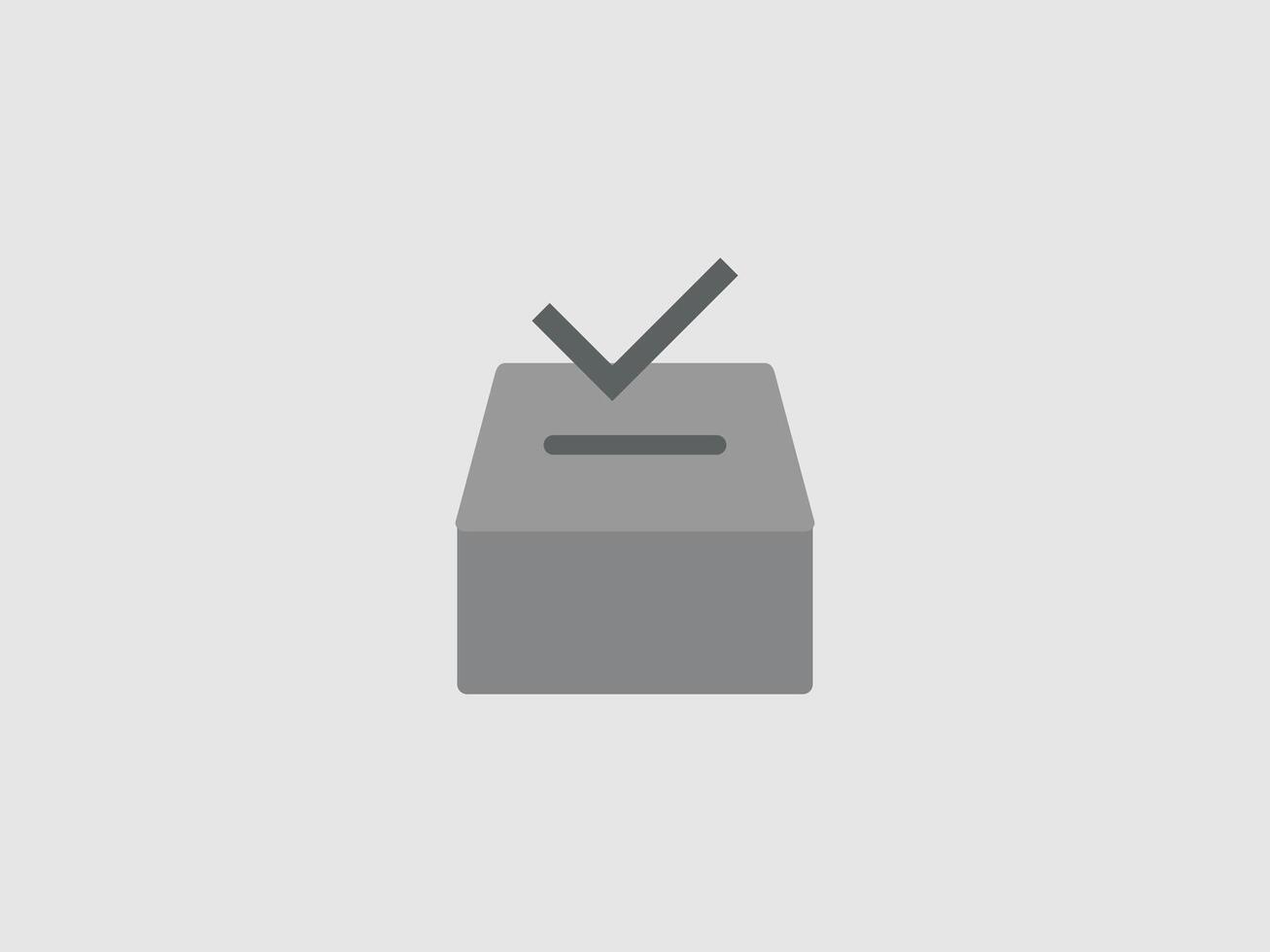 A simple illustration of a gray ballot box with a slot at the top vector