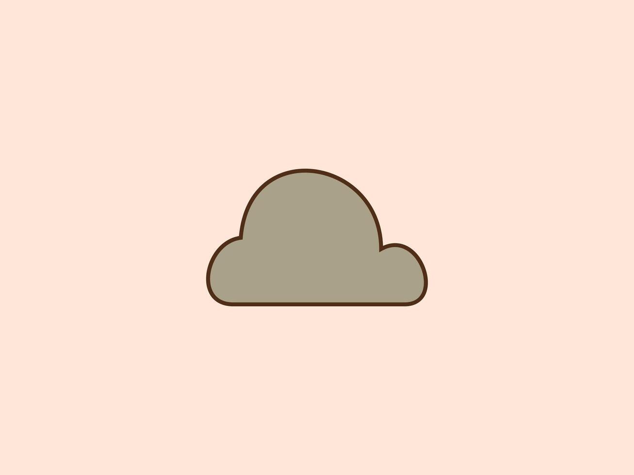 cloud with a brown outline against a light peach background vector