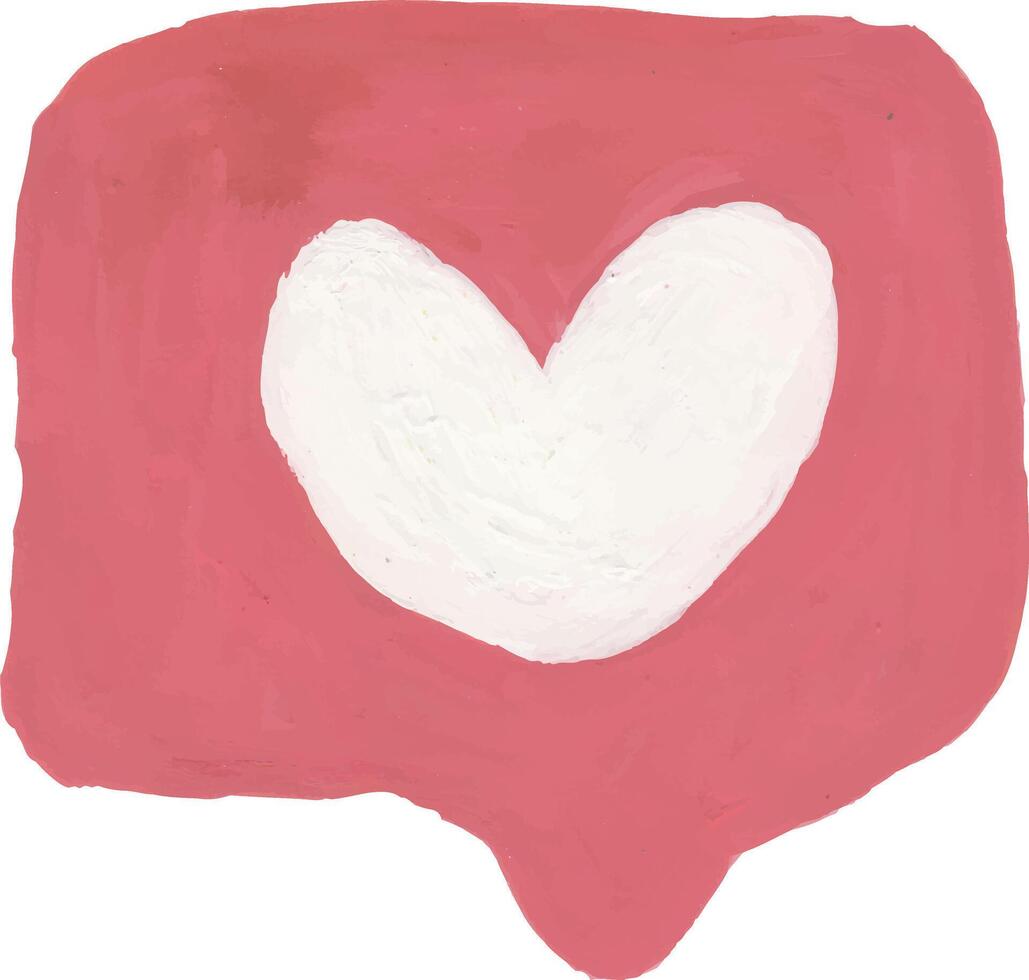 Hand-drawn pink heart icon in a speech bubble vector