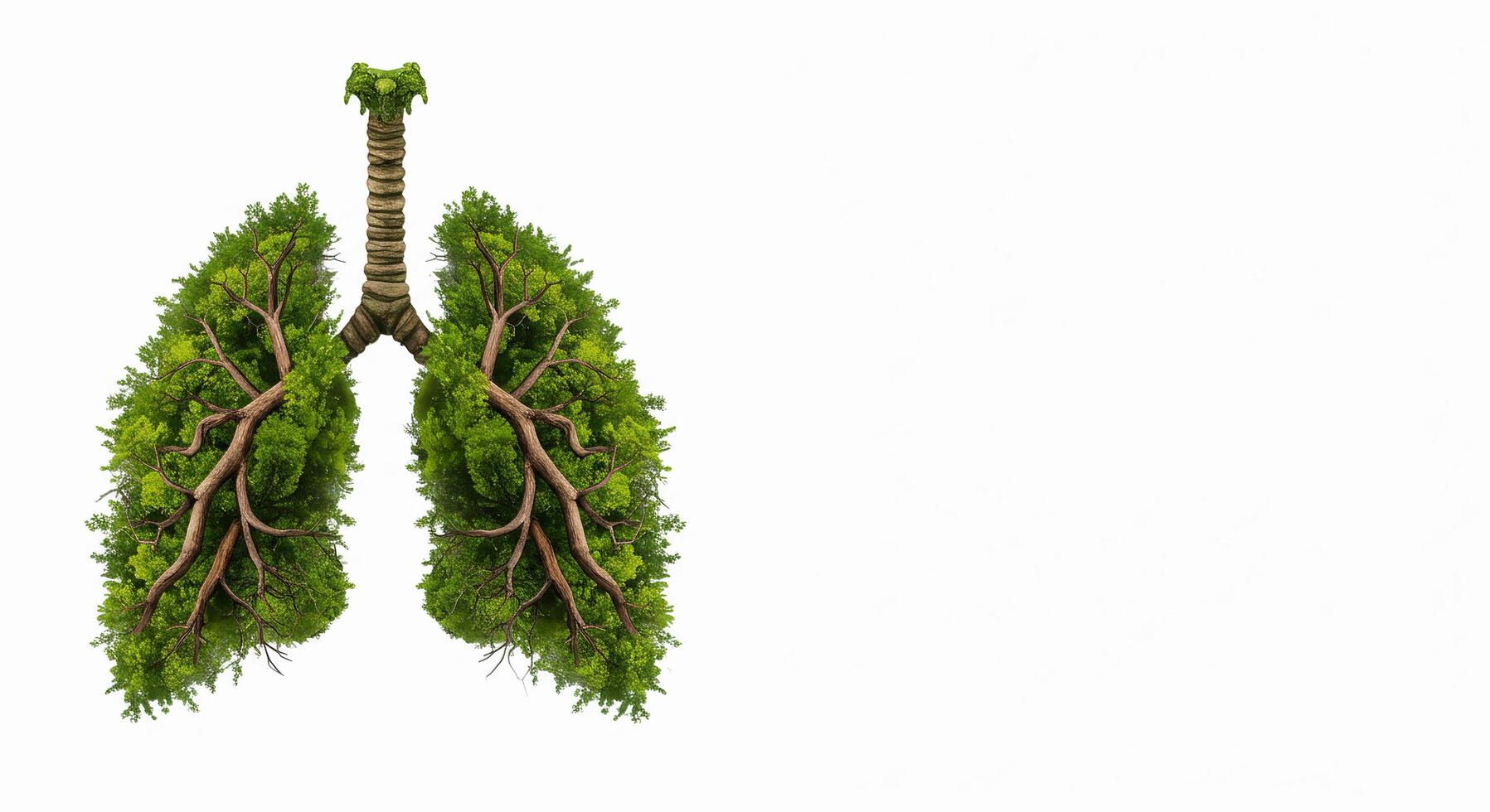 Realistic 3D Lungs Formed by Green Trees and Branches on White Surface Conceptual Design for Tobacco Free Awareness photo