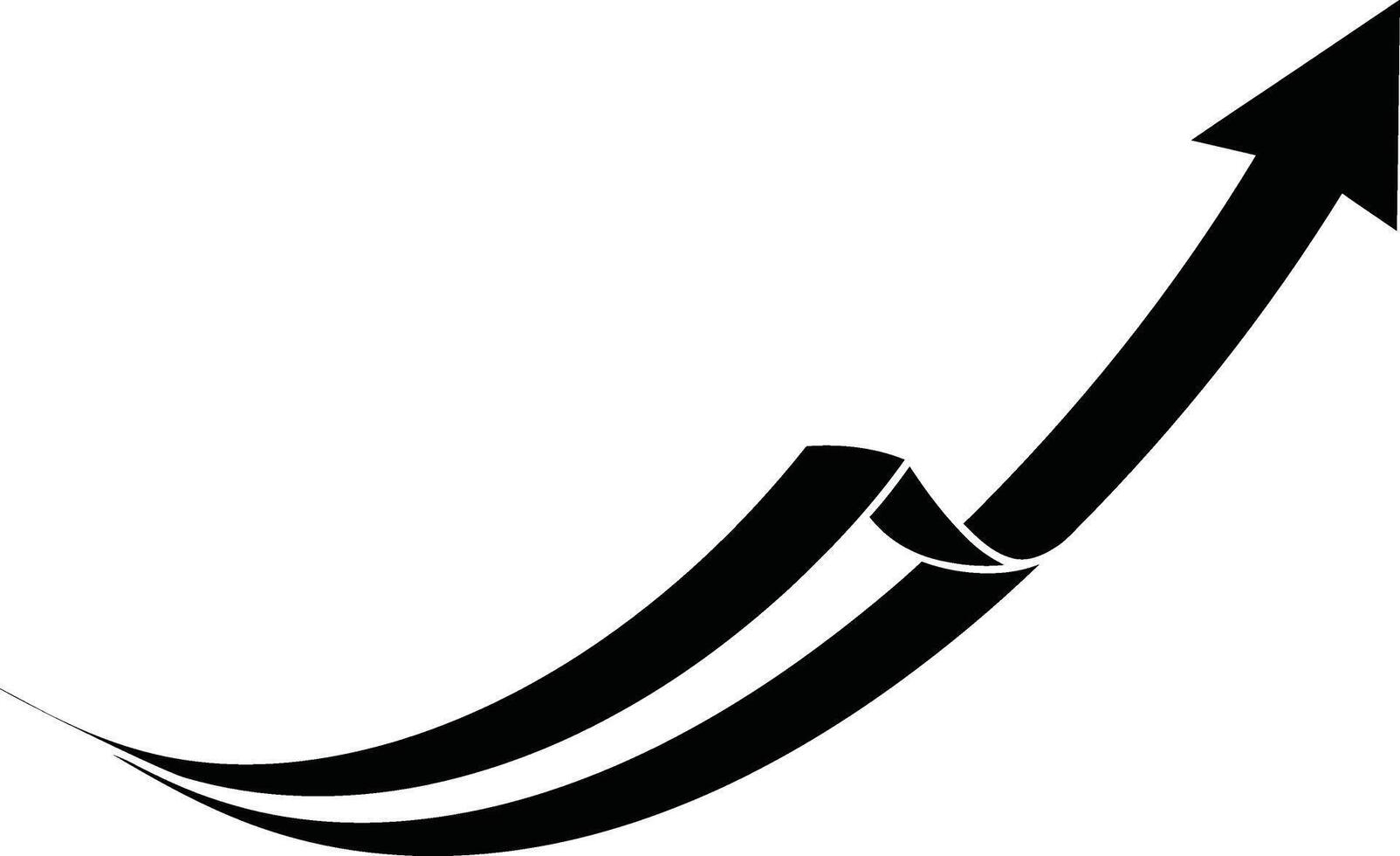 A black and white arrow going up in the air vector