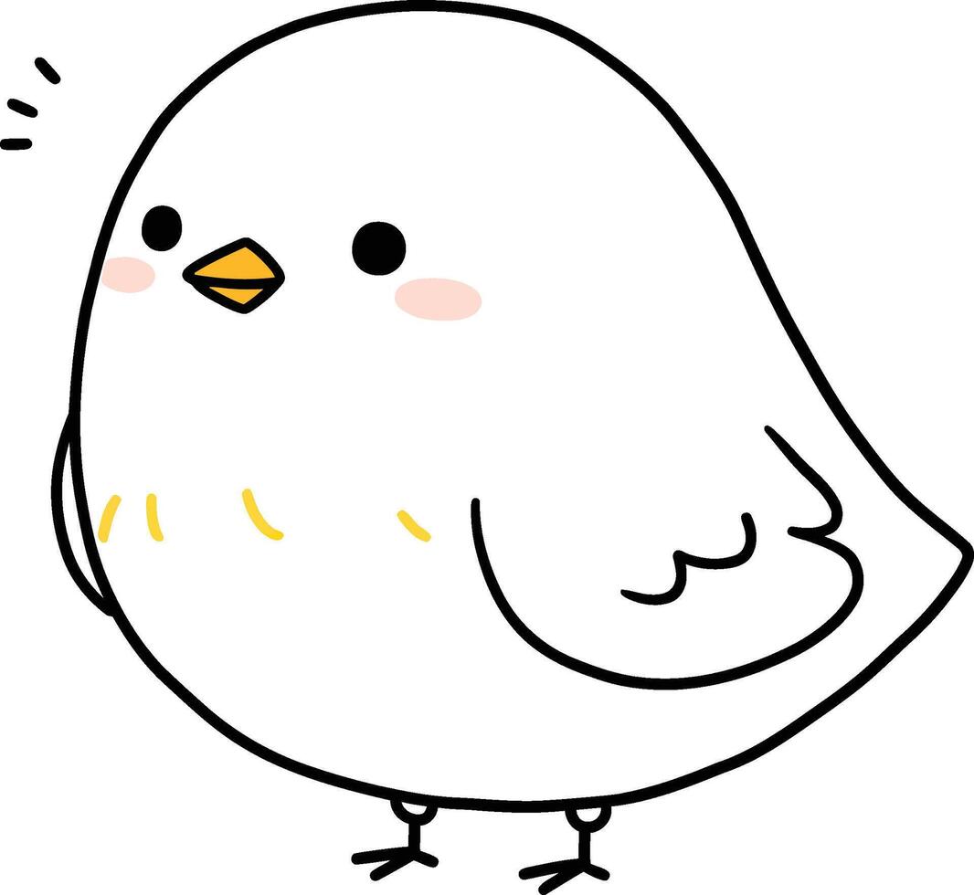 A cartoon bird with a yellow beak and white wings vector