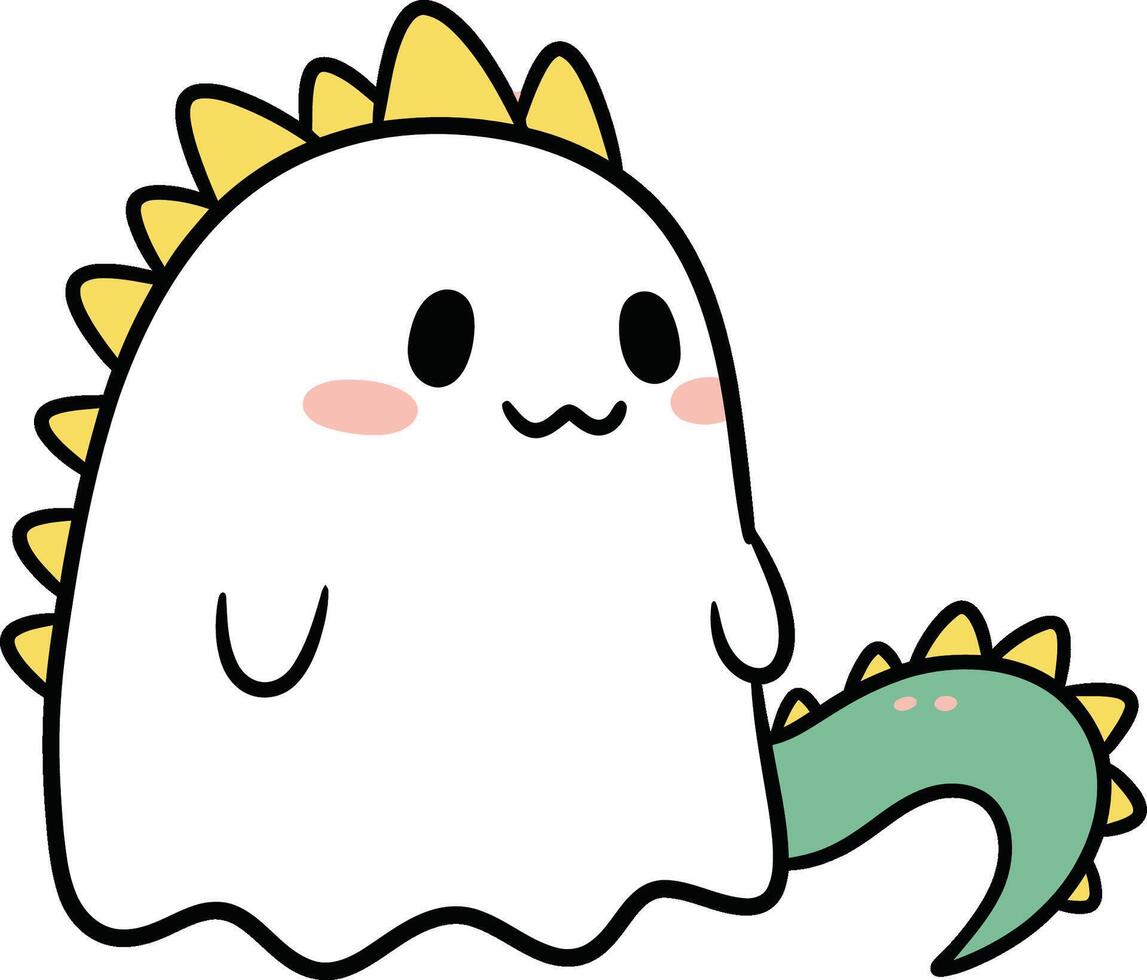 A cute little ghost with a green tail vector