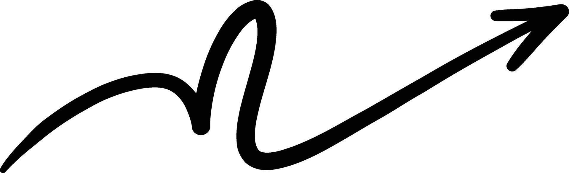 A black and white drawing of a line with an arrow vector