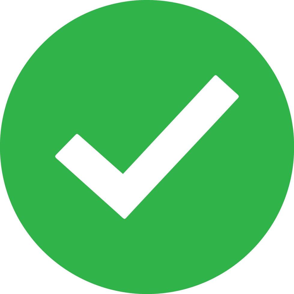 A green check mark on a white background vector