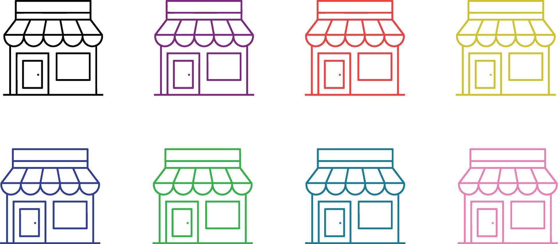 A set of colorful icons of a shop vector