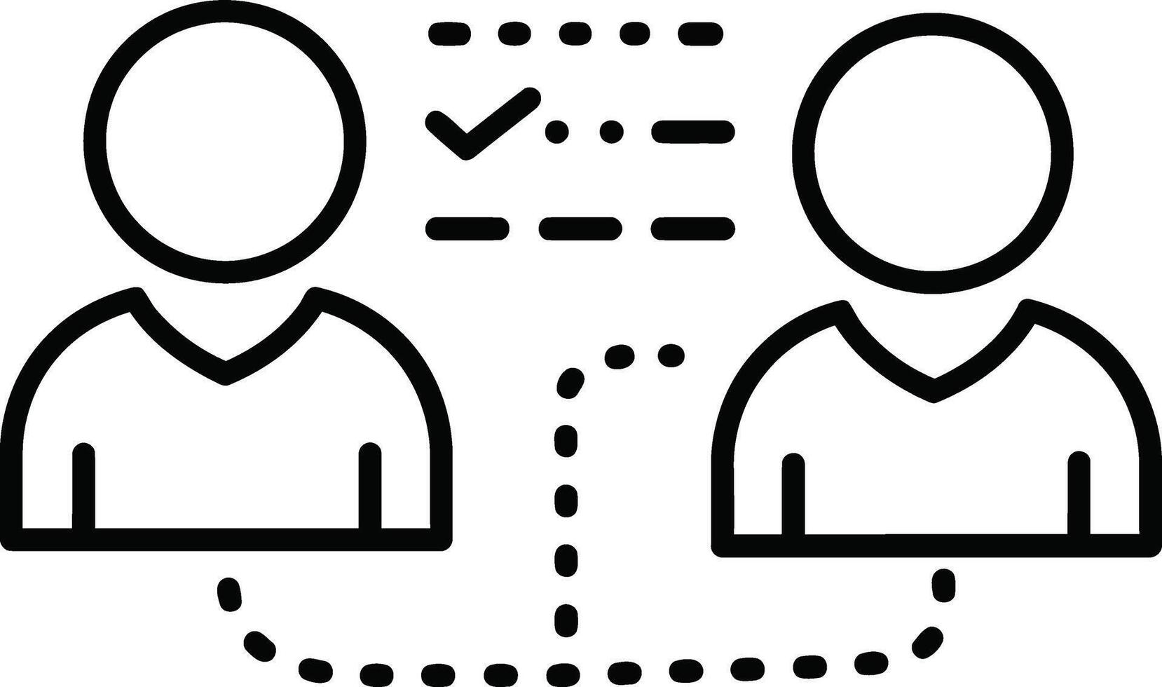 Two people are connected by a line vector