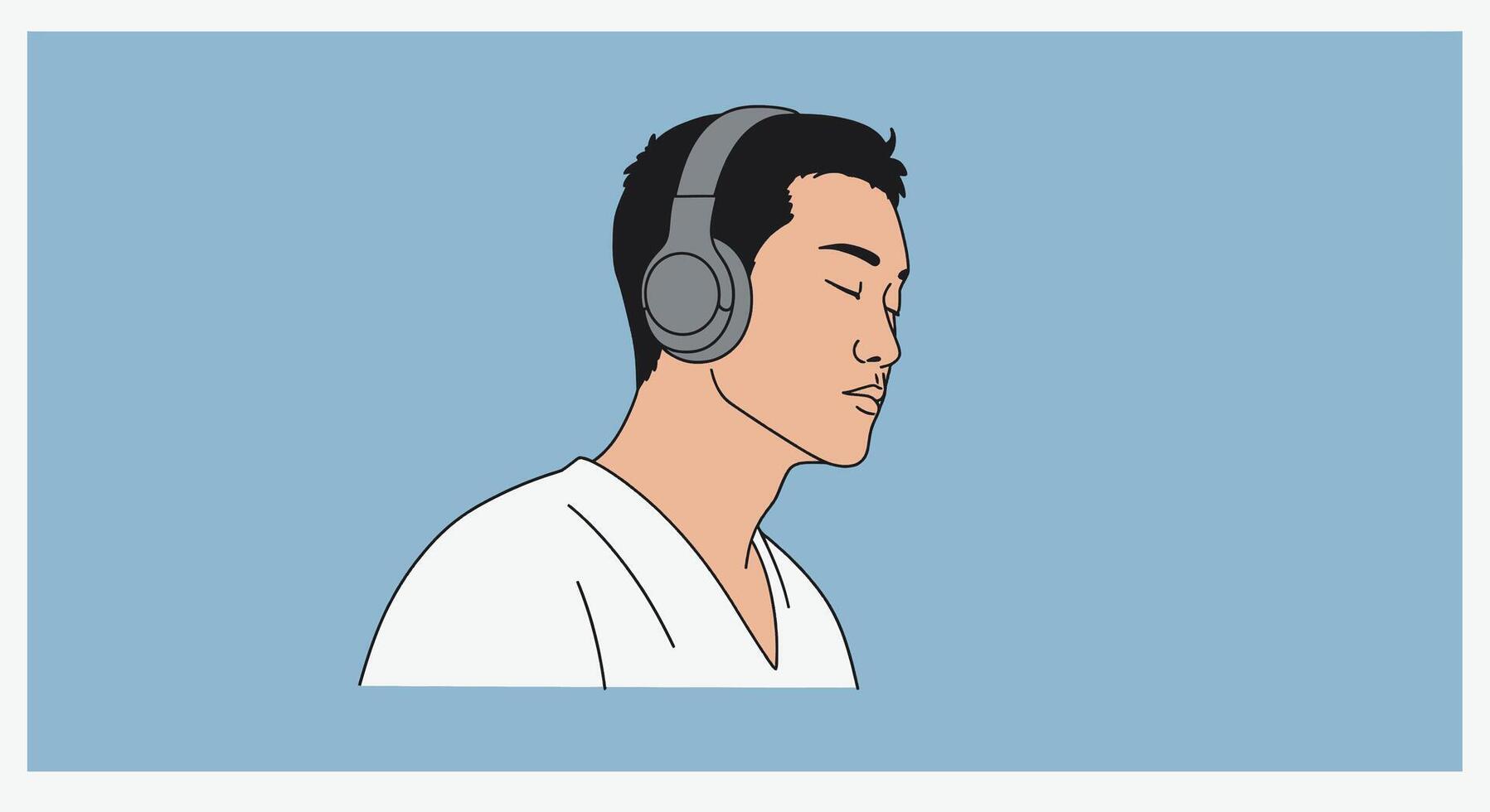 A man with headphones on his head vector