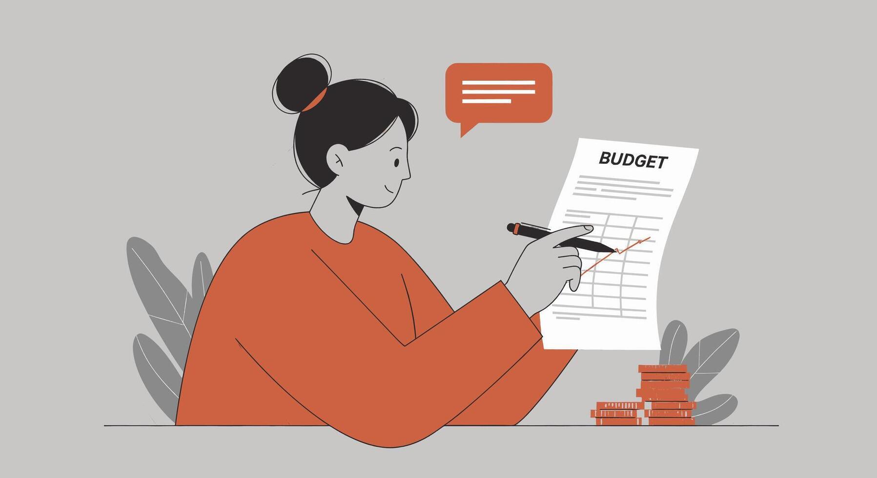 Woman with pen and paper vector