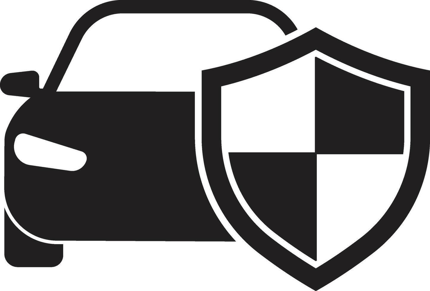 Minimalist Car and Shield Icon Symbolizing Automotive Security and Safety vector