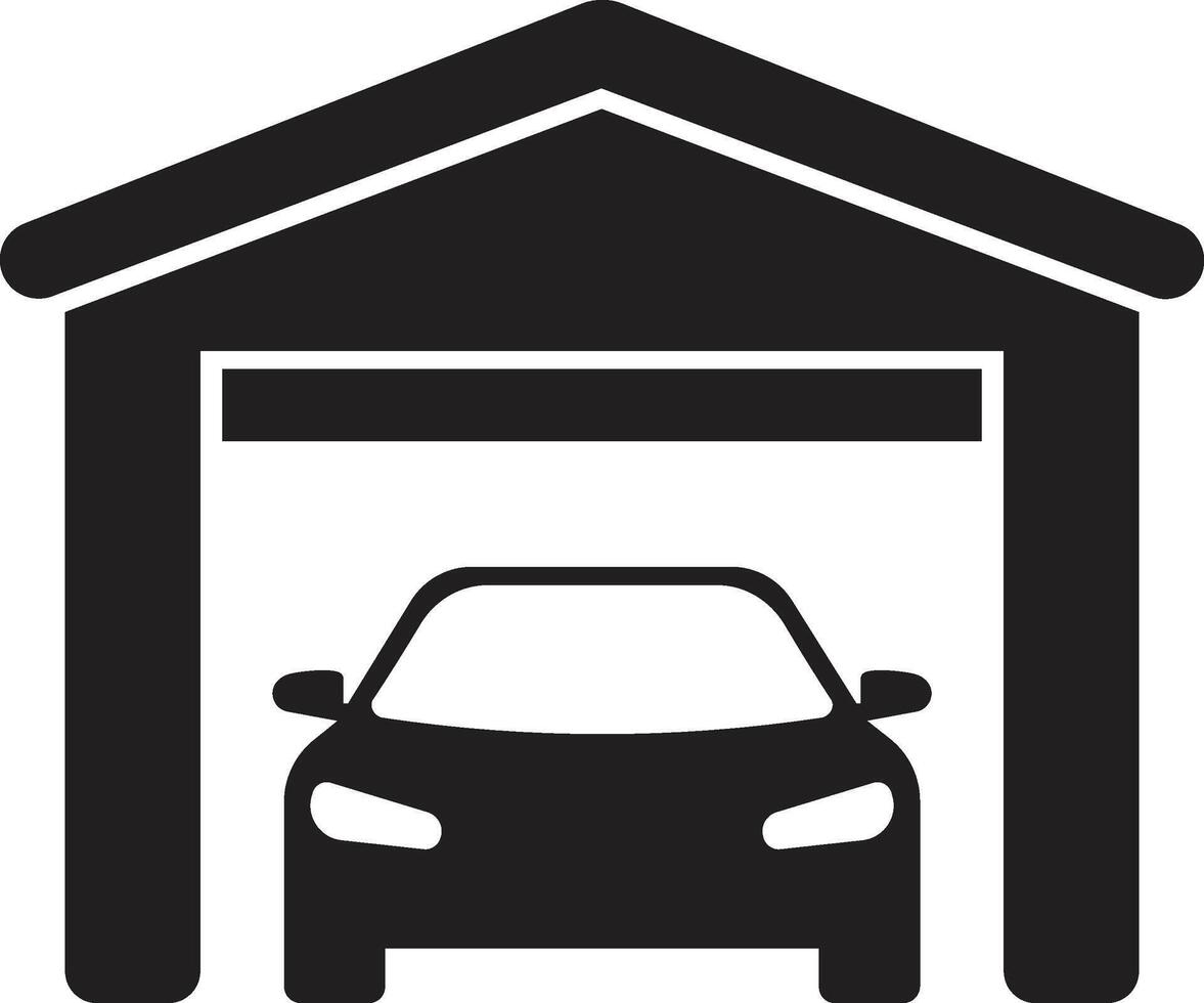 Minimalist Garage with Car Silhouette Icon vector