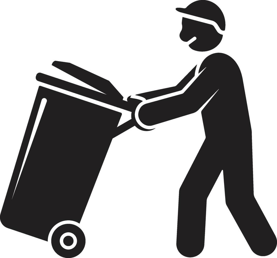 Icon of Person Pushing Trash Bin vector