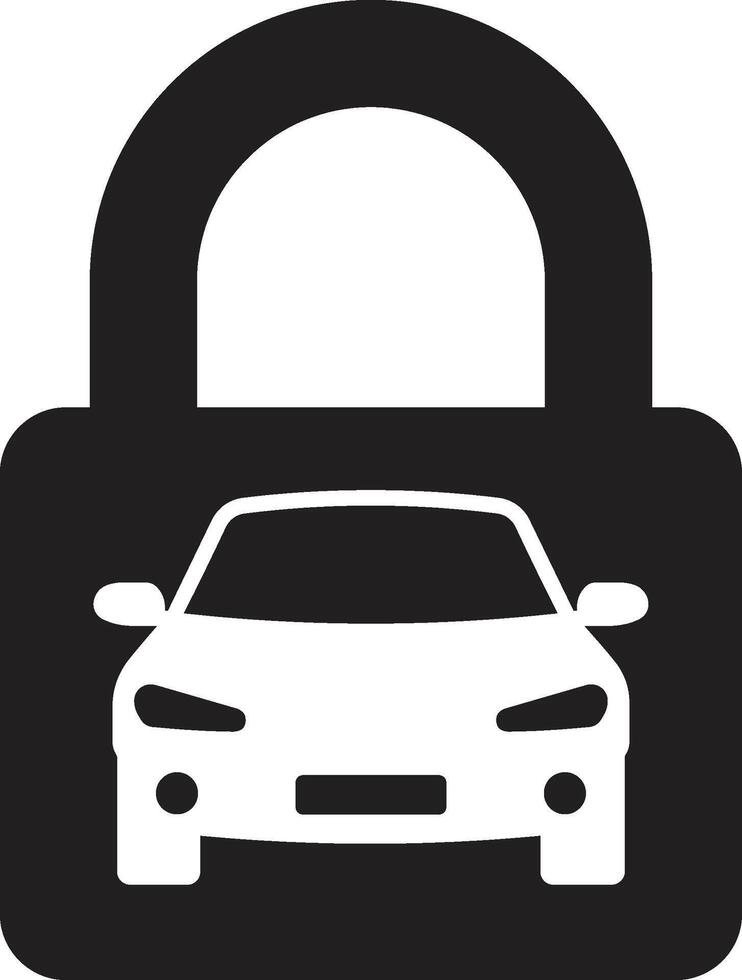 Minimalist Padlock with Integrated Car Symbol Representing Automotive Security vector