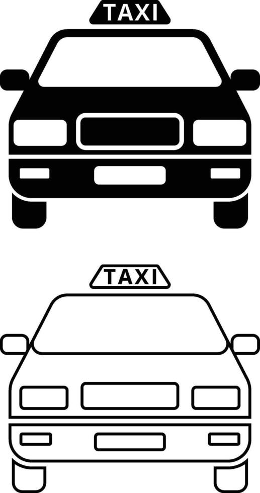 Minimalist Black and White Taxi Icons in Frontal View vector