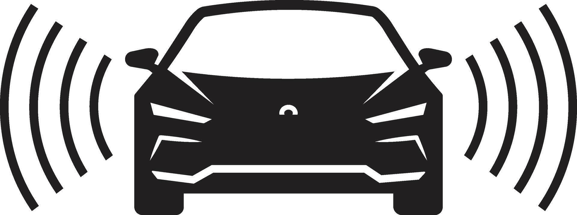 Modern Car Silhouette with Radiating Sound Waves in Minimalist Digital Art Style vector