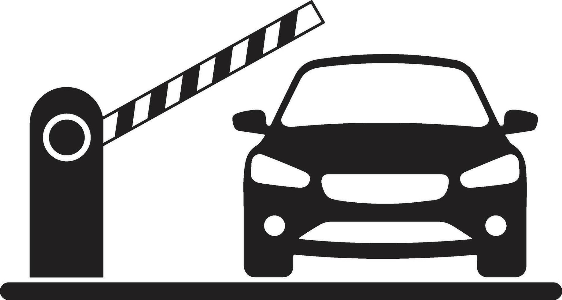 Car at Raised Barrier Gate Monochrome Parking Entrance Design vector